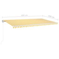 Автоматичен сенник LED и сензор за вятър 600x350 см жълто/бяло
