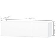 ТВ шкаф, инженерно дърво, 120x40x34 см, силен гланц, бял