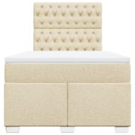 Боксспринг легло с матрак, кремаво, 120x200 см, плат