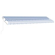 Автоматичен сенник LED сензор за вятър 600x350 см синьо и бяло