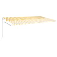 Автоматична тента с LED и сензор за вятър 6x3,5 м жълто и бяло