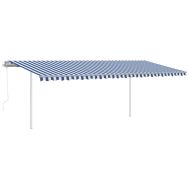 Автоматична тента с LED и сензор за вятър 6x3,5 м синьо и бяло