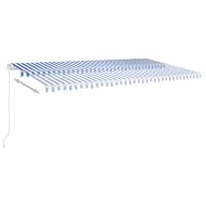 Автоматична тента с LED и сензор за вятър 6x3,5 м синьо и бяло