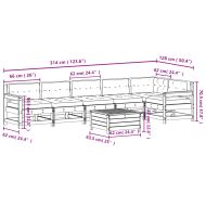 Градински комплект с възглавници, 7 части, дугласко дърво масив