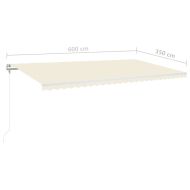 Автоматичен сенник с LED и сензор за вятър 600x350 см кремав