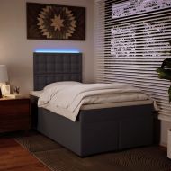 Боксспринг легло с матрак, сиво, 120x200 см, изкуствена кожа