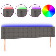 LED горна табла за легло, сива, 183x16x78/88см, изкуствена кожа