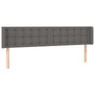 LED горна табла за легло, сива, 183x16x78/88см, изкуствена кожа