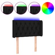 LED горна табла за легло, черна, 83x16x78/88 см, плат