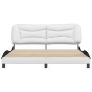 Рамка за легло без матрак Hvar, бяла, черна, 180x200см, изкуствена кожа