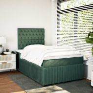 Боксспринг легло с матрак, тъмнозелено, 120x200 см, кадифе