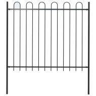 Градинска ограда с обръч връх, стомана, 181x150 см, черна