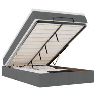 Османска легло с матрак, тъмносиво, 120x200 см, плат