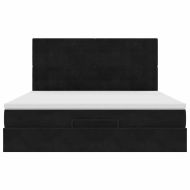 Османска легло с матраци, черно, 180x200 см, кадифе