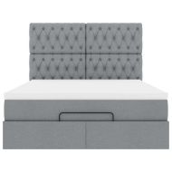 Османско легло с матрак Светло сиво 140x190 cm Плат