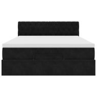 Османско легло с матрак черно 140x190cm кадифе