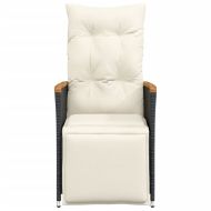 Накланящи градински столове с възглавници 2 бр черни полиратан