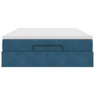 Османско легло с матрак Тъмно синьо 140x190cm кадифе