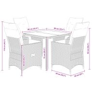 Градински трапезен комплект възглавници 5 части черен полиратан