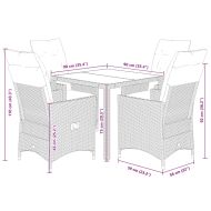 Градински трапезен комплект възглавници 5 части черен полиратан