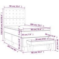 Боксспринг легло с матрак, черно, 90x200 см, кадифе