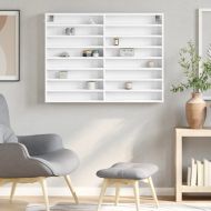 Шкаф витрина, бял, 100x8,5x75 см, инженерно дърво