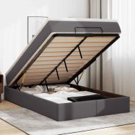 Османска легло с матрак, сиво, 120x200 см, изкуствена кожа