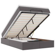 Османска легло с матрак, сиво, 120x200 см, изкуствена кожа