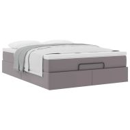 Османско легло с матрак сиво 140x190cm изкуствена кожа