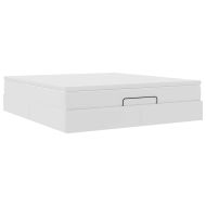 Османска легло с матрак, бяло, 160x200 см, изкуствена кожа