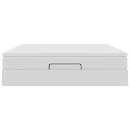 Османска легло с матрак, бяло, 160x200 см, изкуствена кожа