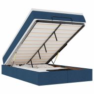 Османска легло с матрак, синьо, 120x200 см, плат