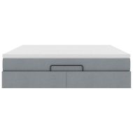 Османска легло с матрак, светлосиво, 160x200 см, плат