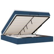 Османска легло с матрак, синьо, 160x200 см, плат