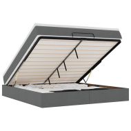 Османска легло с матрак, тъмносиво, 180x200 см, плат