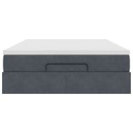 Османско легло с матрак Тъмно сиво 140x190cm кадифе