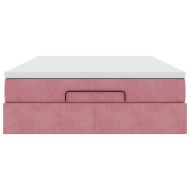 Османско легло с матрак розово 140x190cm кадифе