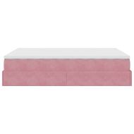 Османско легло с матрак розово 140x190cm кадифе