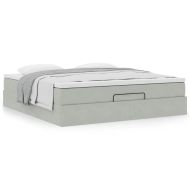 Османско легло с матрак Светло сиво 180x200 cm Кадифе