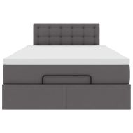 Османска легло с матрак, сиво, 120x200 см, изкуствена кожа
