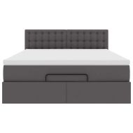 Османско легло с матрак сиво 140x190cm изкуствена кожа