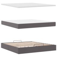 Османска легло с матрак, сиво, 180x200 см, изкуствена кожа