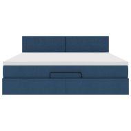 Османска легло с матрак, синьо, 160x200 см, плат