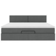 Османска легло с матрак, тъмносиво, 180x200 см, плат