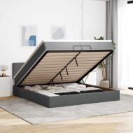 Османска легло с матрак, тъмносиво, 200x200 см, плат