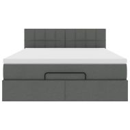 Османско легло с матрак Тъмно сиво 140x190 cm Тъкан