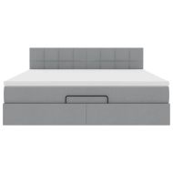 Османска легло с матрак, светлосиво, 160x200 см, плат