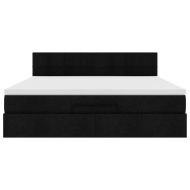 Османска легло с матрак, черно, 180x200 см, плат