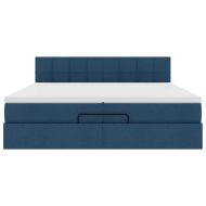 Османска легло с матрак, синя, 200x200 см, плат