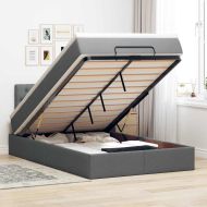 Османска легло с матрак, тъмносиво, 120x200 см, плат